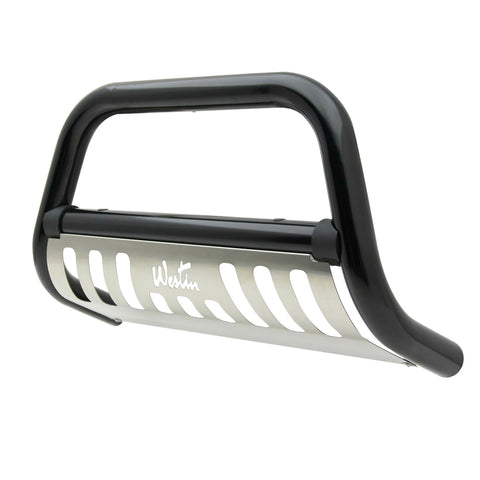Westin Ultimate Bull Bar; 3 in. Dia.; Black Steel; w/Stainless Steel Skid Plate;