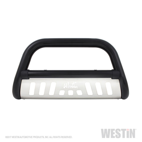 Westin Ultimate Bull Bar; 3 in. Dia.; Black Steel; w/Stainless Steel Skid Plate;