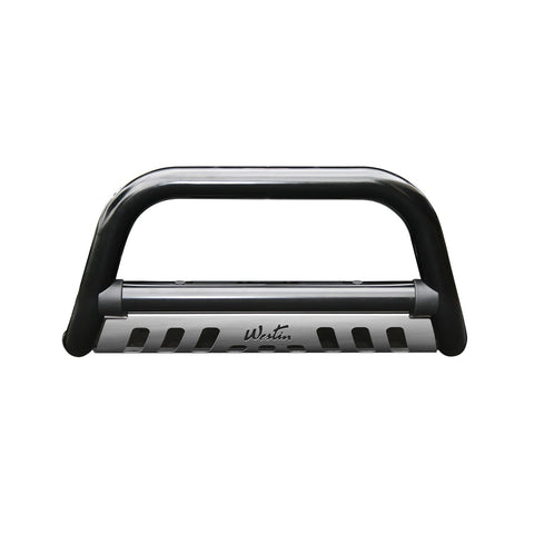 Westin Ultimate Bull Bar; 3 in. Dia.; Black Steel; w/Stainless Steel Skid Plate;