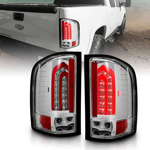 Anzo USA Tail Light Assembly; LED; Chrome Lens; Pair;