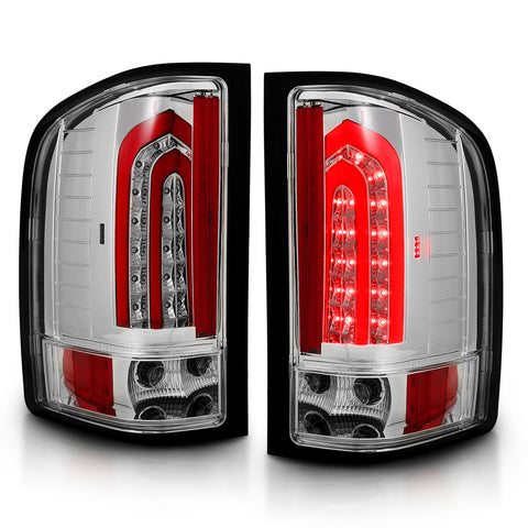 Anzo USA Tail Light Assembly; LED; Chrome Lens; Pair;