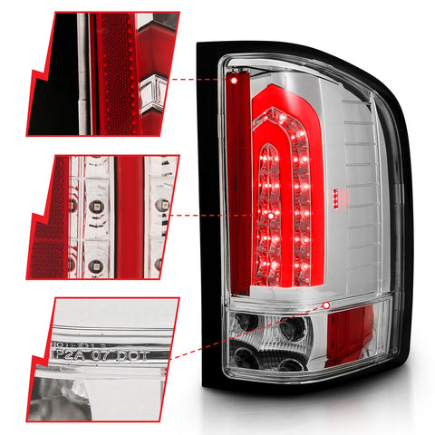 Anzo USA Tail Light Assembly; LED; Chrome Lens; Pair;