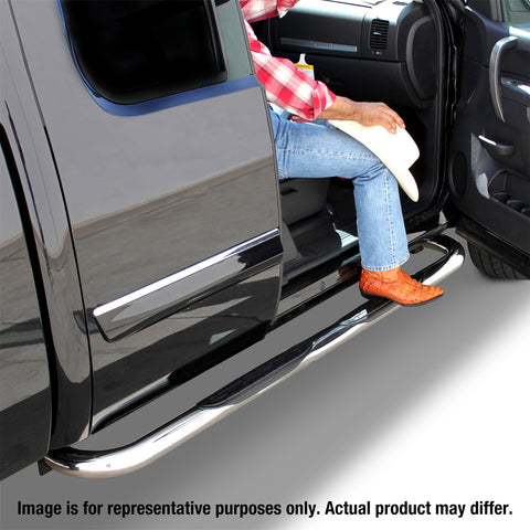 Go Rhino 3in. Tubular Side Bars for 2019 Ram 1500 Crew Cab; Chrome Finish