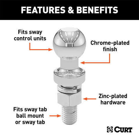 CURT Replacement 1-1/4in. Sway Control Ball (5/8in. x 1-3/4in. Shank)