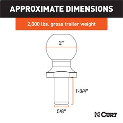 CURT 2in. ATV Tow Ball-Lawn Tractor Hitch Ball (2;000 lbs.; Chrome)