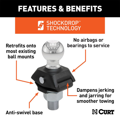 CURT RockerBall 2-5/16in. Cushion Hitch Ball (1-1/4in. Shank; 12;000 lbs.; Packaged)