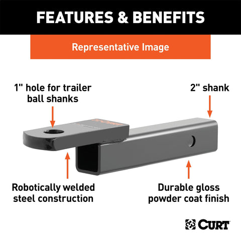 CURT Class 3 Ball Mount (2in. Shank; 7;500 lbs.; 2in. Drop; 8-1/4in. Long)