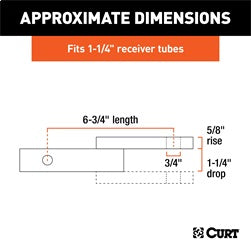 CURT Class 1 Ball Mount (1-1/4in. Shank; 2;000 lbs.; 1-1/4in. Drop; 6-3/4in. Long)