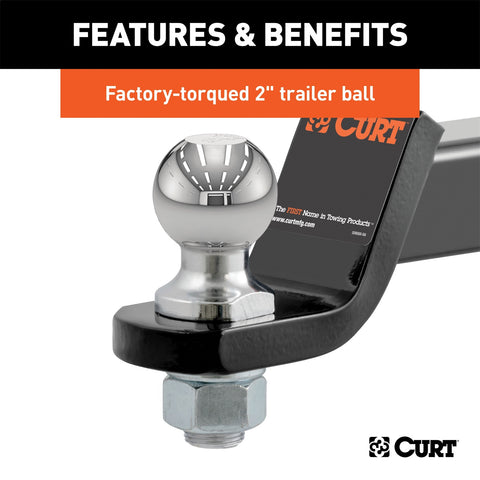 CURT Loaded Ball Mount with 2in. Ball (2in. Shank; 7;500 lbs.; 2in. Drop)