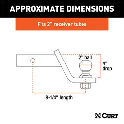 CURT Loaded Ball Mount with 2in. Ball (2in. Shank; 7;500 lbs.; 4in. Drop)