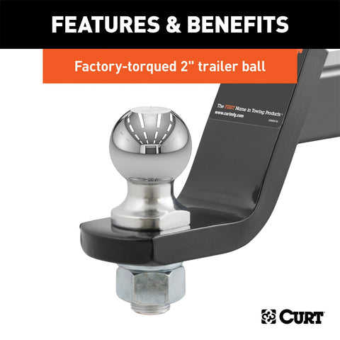 CURT Loaded Ball Mount with 2in. Ball (2in. Shank; 7;500 lbs.; 4in. Drop)