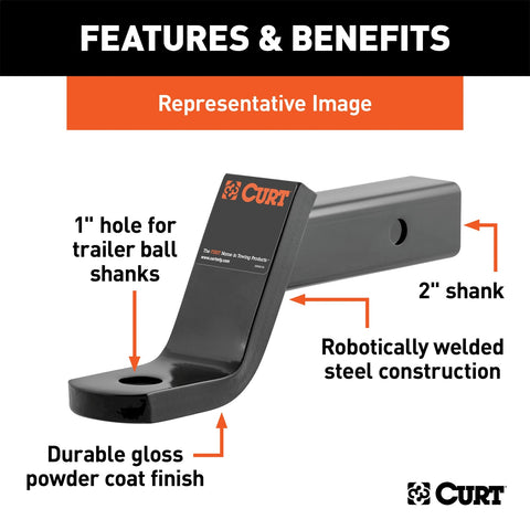 CURT Class 3 Ball Mount (2in. Shank; 7;500 lbs.; 4in. Drop; 10-1/4in. Long)