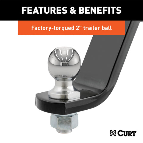 CURT Loaded Ball Mount with 2in. Ball (2in. Shank; 7;500 lbs.; 6in. Drop)