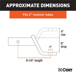 CURT Class 3 Ball Mount (2in. Shank; 7;500 lbs.; 6in. Drop; 9-1/4in. Long)