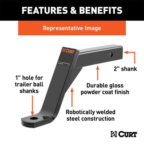 CURT Class 3 Ball Mount (2in. Shank; 5;000 lbs.; 8in. Drop; 11-1/2in. Long)