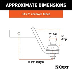 CURT RockerBall Cushion Hitch with 2in. Ball (2in. Shank; 7;500 lbs.; 5in. Drop)