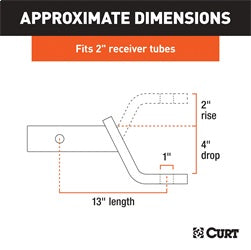 CURT Class 3 Ball Mount (2in. Shank; 7;500 lbs.; 4in. Drop; 13in. Long)