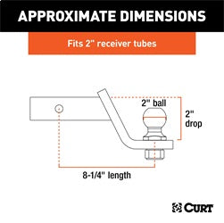 CURT Loaded Ball Mount with 2in. Ball (2in. Shank; 7;500 lbs.; 2in. Drop)