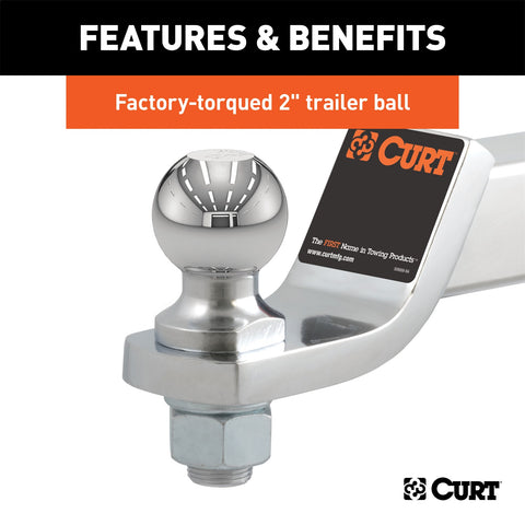 CURT Loaded Ball Mount with 2in. Ball (2in. Shank; 7;500 lbs.; 2in. Drop)