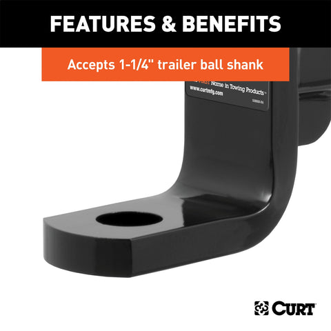 CURT Class 4 Ball Mount (2in. Shank; 10;000 lbs.; 4in. Drop; 9-3/8in. Long)