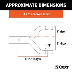 CURT Forged Ball Mount (2in. Shank; 17;000 lbs.; 2in. Drop; 8-1/2in. Long)