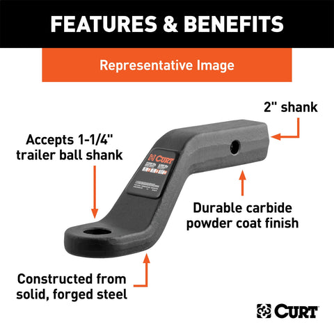 CURT Forged Ball Mount (2in. Shank; 17;000 lbs.; 6in. Drop; 9-1/2in. Long)