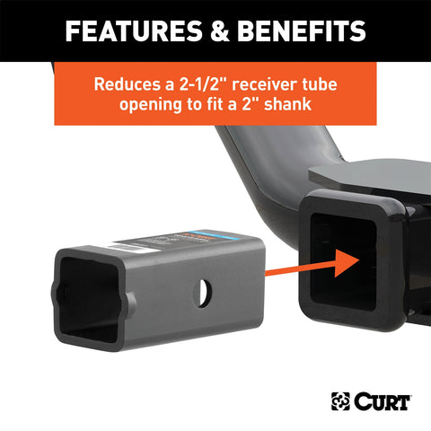 CURT CURT 45405 Trailer Hitch Receiver Adapter Reducer Sleeve; 2-1/2 to 2-Inch