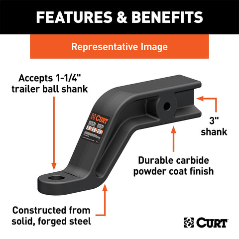 CURT Industrial Duty Forged Ball Mount (3in. Shank; 21;000 lbs.; 4in. Drop; 9in. Long