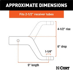CURT Commercial Duty Forged Ball Mount (2-1/2in. Shank; 20;000 lbs.; 6in. Drop)