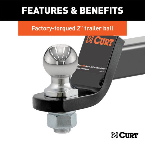 CURT Towing Starter Kit with 2in. Ball (2in. Shank; 7;500 lbs; 2in. Drop)