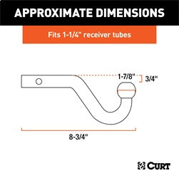 CURT Euro Mount (1-7/8in. Ball; 1-1/4in. Shank; 3;500 lbs.;-3/4in. High; 8-3/4in. Lon