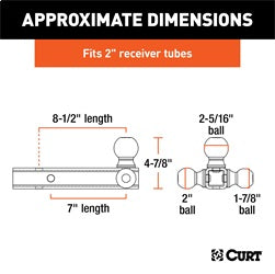 CURT Multi-Ball Mount (2in. Solid Shank; 1-7/8in.; 2in./2-5/16in. Black Balls)