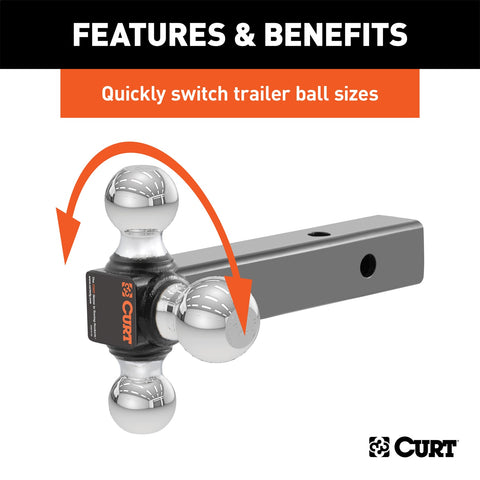 CURT Multi-Ball Mount (2in. Solid Shank; 1-7/8in.; 2in./2-5/16in. Chrome Balls)