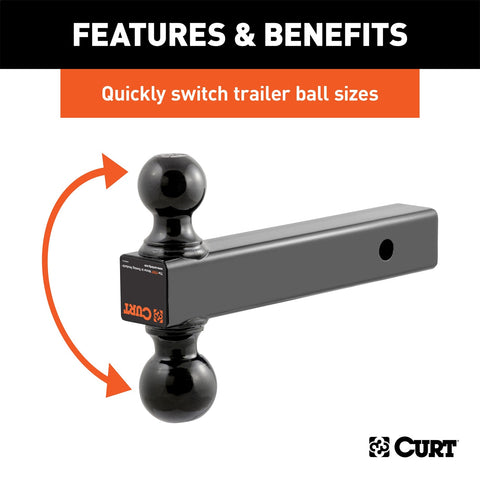 CURT Multi-Ball Mount (2in. Solid Shank; 2in./2-5/16in. Black Balls)