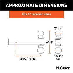 CURT Multi-Ball Mount (2in. Solid Shank; 2in./2-5/16in. Chrome Balls)