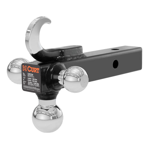 CURT Multi-Ball Mount with Hook (2in. Solid Shank; 1-7/8in.; 2in./2-5/16in. Chrome Ba