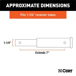 CURT CURT 45789 7-Inch Long Trailer Hitch Extension for 1-1/4-Inch Receiver; 350 lbs