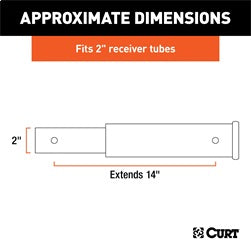 CURT CURT 45795 14-Inch Long Trailer Hitch Extension for 2-Inch Receiver; 3;500 lbs