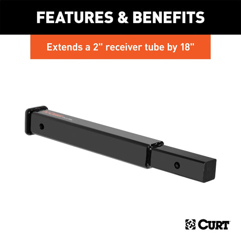 CURT CURT 45796 18-Inch Long Trailer Hitch Extension for 2-Inch Receiver; 3;500 lbs