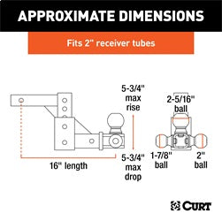 CURT Adjustable Tri-Ball Mount (2in. Shank; 1-7/8in.; 2in./2-5/16in. Balls)