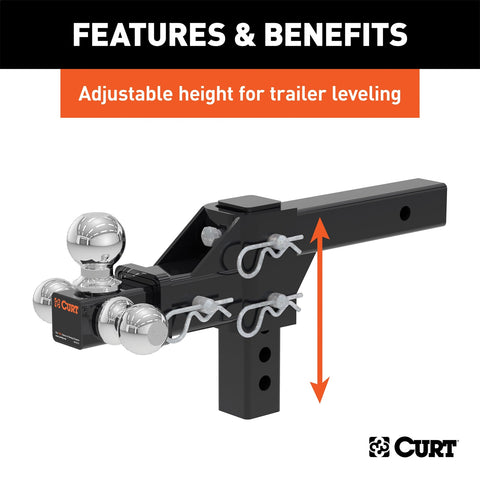 CURT Adjustable Tri-Ball Mount (2in. Shank; 1-7/8in.; 2in./2-5/16in. Balls)