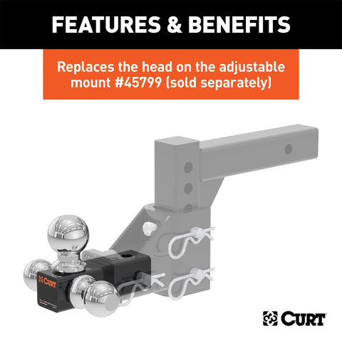 CURT Replacement Adjustable Tri-Ball Head for #45799