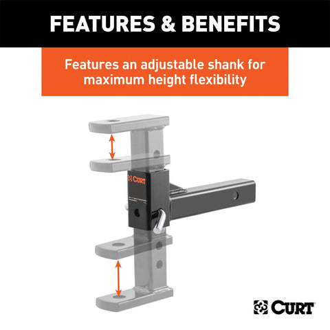 CURT Adjustable Ball Mount (2in. Shank; 1in. Ball Hole)