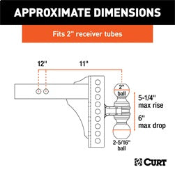 CURT Adjustable Channel Mount with Dual Ball (2in. Shank; 14;000 lbs.; 6in. Drop)