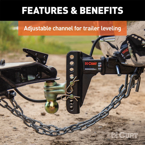 CURT Adjustable Channel Mount with Dual Ball (2in. Shank; 14;000 lbs.; 6in. Drop)