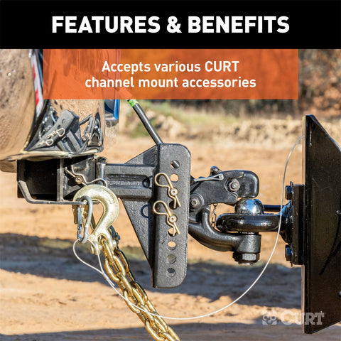 CURT Adjustable Channel Mount with Dual Ball (2-1/2in. Shank; 20;000 lbs.; 6in. Drop)