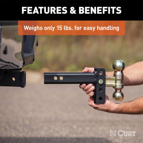 CURT Slim Adjustable Channel Mount with Dual Ball (2in. Shank; 10K; 3-3/4in. Drop)