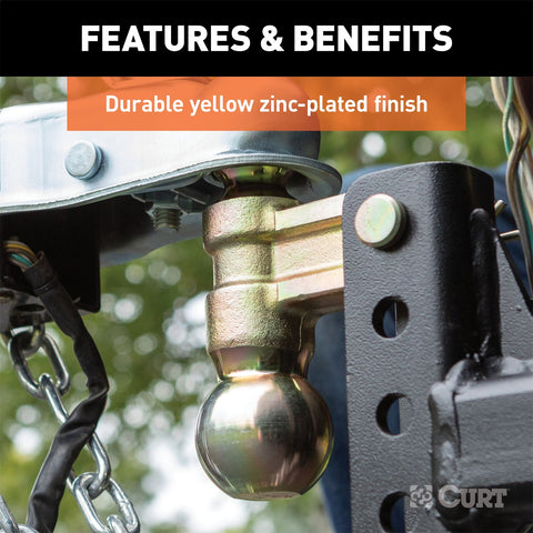 CURT Slim Adjustable Channel Mount with Dual Ball (2in. Shank; 10K; 3-3/4in. Drop)
