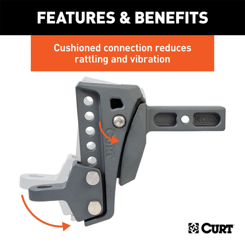 CURT Rebellion XD Adjustable Cushion Hitch Ball Mount (2in. Shank; 15;000 lbs.)