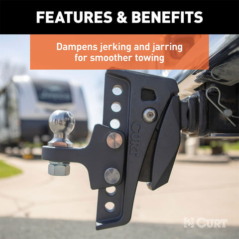 CURT Rebellion XD Adjustable Cushion Hitch Ball Mount (2in. Shank; 15;000 lbs.)